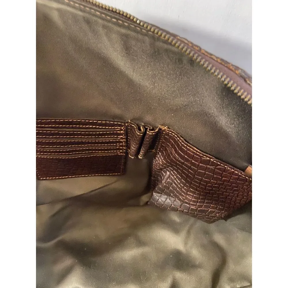 New‎ Aaron leather goods weekend duffle bag brown animal style
